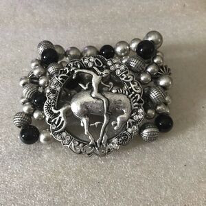 Elegant Silver and Black Beaded Bracelet